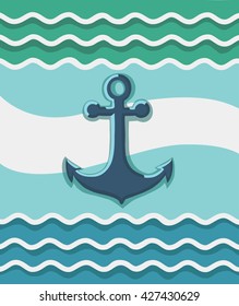 Vector nautical card with illustration of anchor