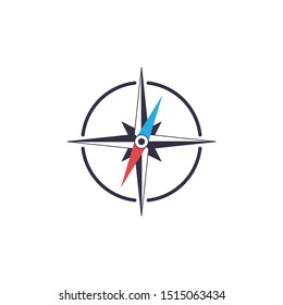 Vector nautical compas icon. Navigation map sign.