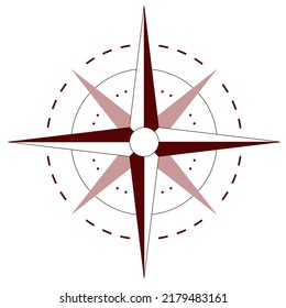 Vector nautical compass silhouette. Navigation map sign. Wind rose icon