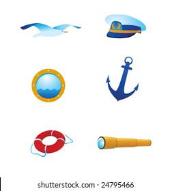 Vector nautical icons and logos