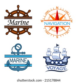 Vector nautical label set