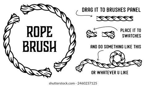 Vector nautical rope brush design for graphic artists, with instructions on how to implement it into a design project creatively.