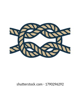 Vector nautical rope knot, sailor marine twine for a sea ship for design