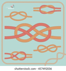 Vector nautical  rope knot set. Illustrator pattern brush is included.
