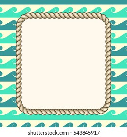 Vector nautical ropes frame waves background