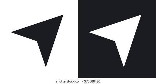 Vector navigation arrow icon. Two-tone version on black and white background