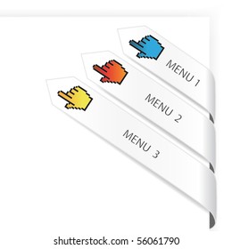 Vector navigation arrows with cursor of hand
