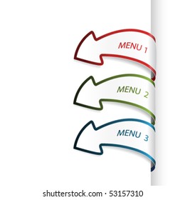 Vector navigation arrows on the white paper