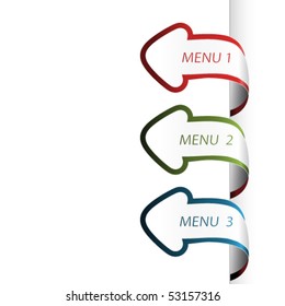 Vector navigation arrows on the white paper