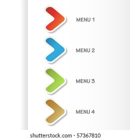 Vector navigation arrows on the white  paper
