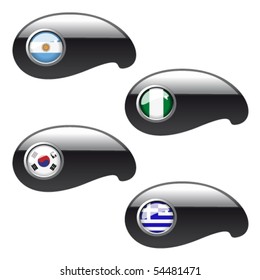 Vector navigation buttons with flags - set 2