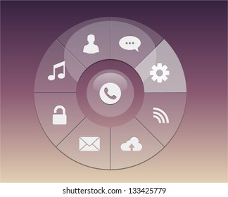 Vector navigation glass round menu