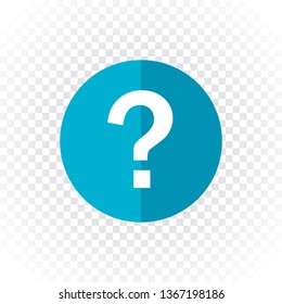 Vector navigation icon isolated on transparent background with question mark. EPS 10. Shades of blue color. Design for modern style application, map, banner, poster, signboard. Help section mark.