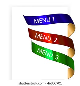 Vector navigation menu on the white paper