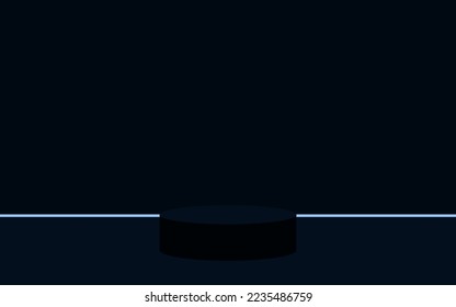 Vector navy 3d round podium, pedestal or platform, background for cosmetic product presentation. 3d podium. Advertising place. Blank product stand background in pastel colors