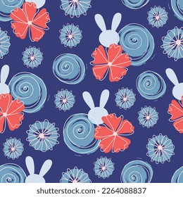Vector Navy and blue Easter seamless pattern background. Perfect for fabric, scrapbooking, wallpaper projects.

