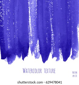 Vector navy blue, indigo watercolor texture background with dry brush stains, strokes and spots isolated on white. Abstract artistic frame, place for text or logo. Acrylic hand painted backdrop.