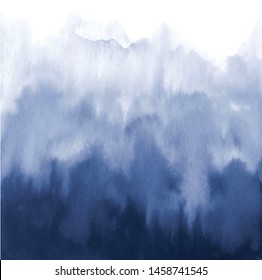 Vector Navy Blue Watercolour. Abstract Template. Effect Flowing Paint On White Background. 
