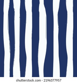 Vector Navy blue white stripes pattern design. Simple yet quirky vertical lines featuring a mixture of irregular width and weight. Versatile design can be applied to a variety of different surfaces