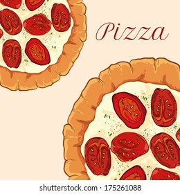 vector neapolitan pizza with mozzarella, tomato and basil