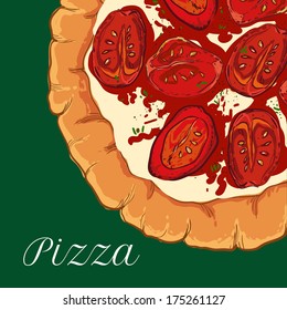 vector neapolitan pizza with mozzarella, tomato and basil