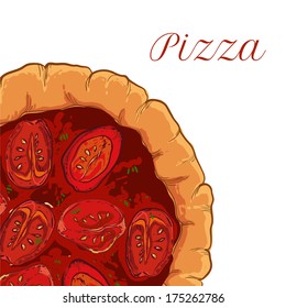 vector neapolitan pizza with mozzarella, tomato and basil