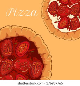 vector Neapolitan pizza with mozzarella, tomato and basil