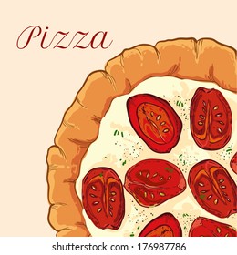 vector Neapolitan pizza with mozzarella, tomato and basil