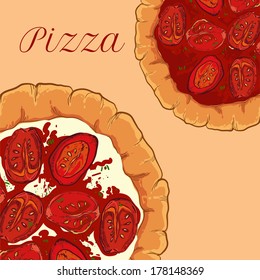 vector neapolitan pizza with mozzarella, tomato and basil