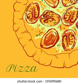 vector neapolitan pizza with mozzarella, tomato and basil
