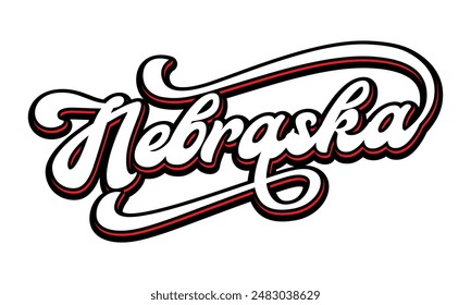 Vector Nebraska diseño de tipografía de texto para camiseta con capucha chaqueta de gorra de béisbol y otros usos Vector	
