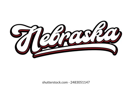 Vector Nebraska diseño de tipografía de texto para camiseta con capucha chaqueta de gorra de béisbol y otros usos Vector	
