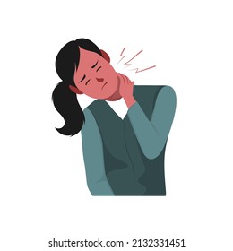 vector neck pain character illustration