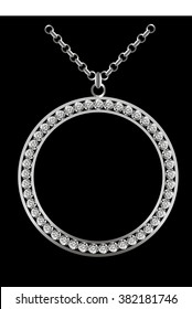 Vector necklace of white diamonds on a black background