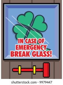 vector - need luck? in case of emergency break glass to obtain good luck symbols