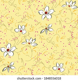 vector negative flower pattern on yellow background