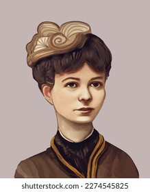 Vector of Nellie Bly (1864-1922) with tan background svg