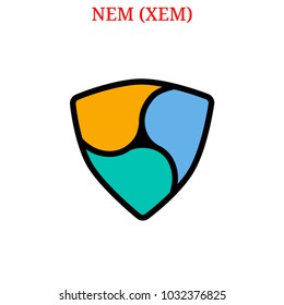Vector NEM (XEM) digital cryptocurrency logo. NEM (XEM) icon. Vector illustration isolated on white background.