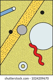 Vector Neo Memphis composition in 80 90 vintage style. This bold blocks image for memorable brand identity sticker wallpaper graphic design cards posters packaging t-shirts magazine leaflet billboard