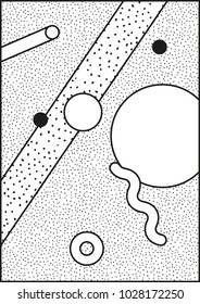 Vector Neo Memphis composition in 80 90 vintage style. This bold blocks image for memorable brand identity sticker wallpaper graphic design cards posters packaging t-shirts magazine leaflet billboard