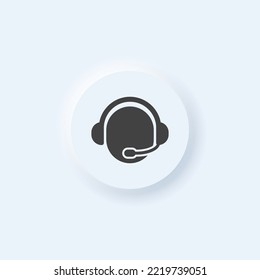 Vector neomorphic style Customer Call Support button for UI design