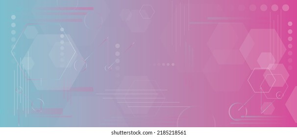 Vector Neon Abstract Design Template. Meta Verse, Virtual Reality and Technology Concept Pattern Background. Magenta and Blue Color Gradient Banner Design.