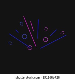 Vector Neon Abstract Line Art, Firework Illustration, Blue and Violet Colors, Geometric Icon Template.
