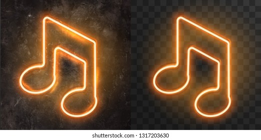 Vector neon advertising signboard on a stone wall. set