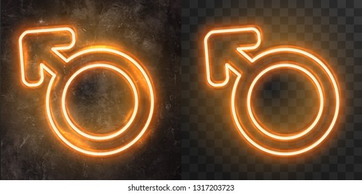 Vector neon advertising signboard on a stone wall. set