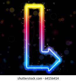 Vector - Neon Arrow on Rainbow Colors with Sparkles.