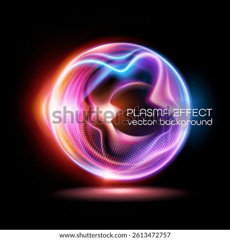 Vector neon background with dynamic lines and contrasting shades of pink and blue. Abstract 3d sphere. The effect of speed and movement.