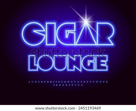 Vector neon banner Cigar Lounge with abstract electric Font. Creative Alphabet Letters and Numbers set.