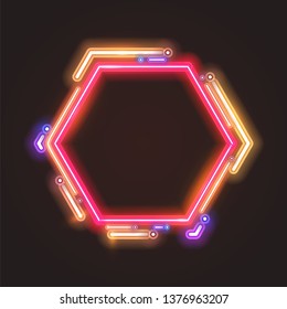 Vector of neon banner design.