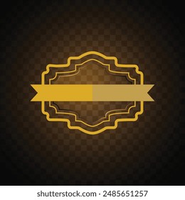 Vector de diseño de Anuncio de neón con cinta de oro. Abstractas Anuncio.